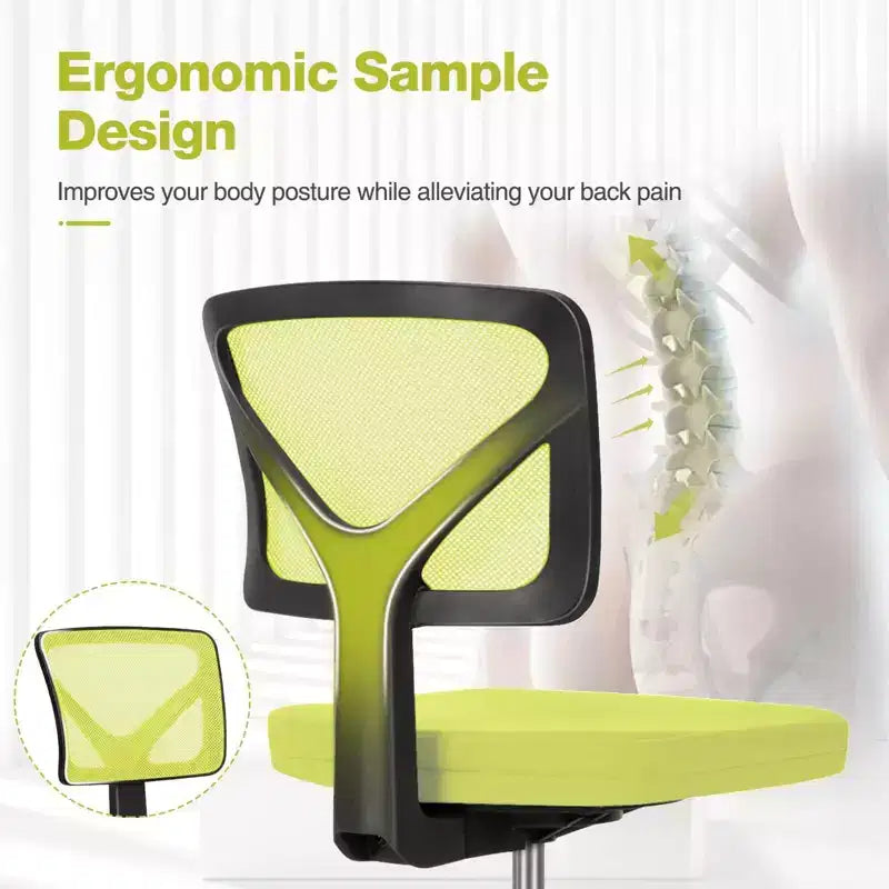 Okak Low-Back Mesh Office Chair with Armless Design, Computer Chair with Lumbar Support, Desk Chair for Study, Reading Room, Office