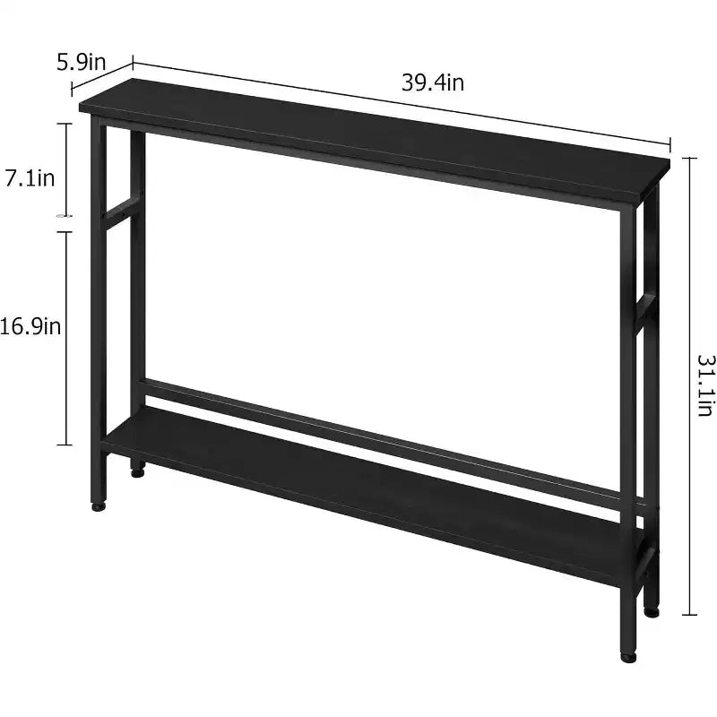 40 Inch Entryway Table, 2-Tier Industrial Console Sofa Table with Storage, Accent Table, for Entry, Hallway, Entrance, Foyer, U-Shaped Metal Frame