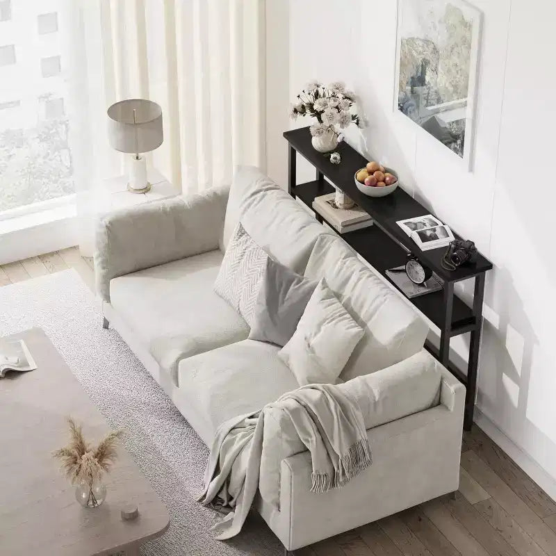 40 Inch Entryway Table, 2-Tier Industrial Console Sofa Table with Storage, Accent Table, for Entry, Hallway, Entrance, Foyer, U-Shaped Metal Frame
