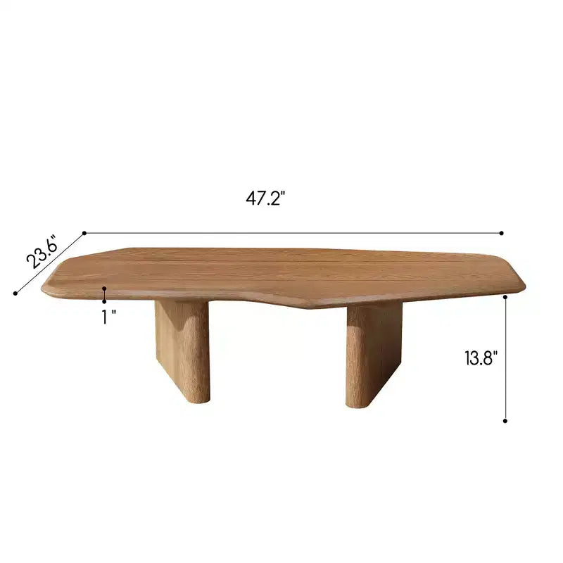 GDFStudio Petrov Rustic Wooden Irregular Coffee Table with Double Pedestal