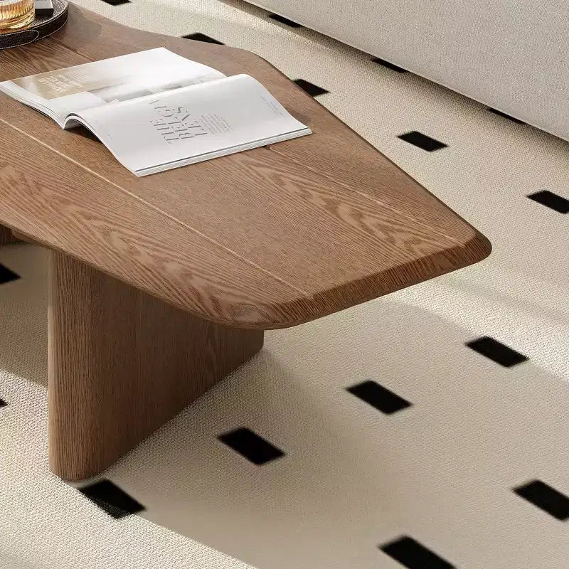 GDFStudio Petrov Rustic Wooden Irregular Coffee Table with Double Pedestal