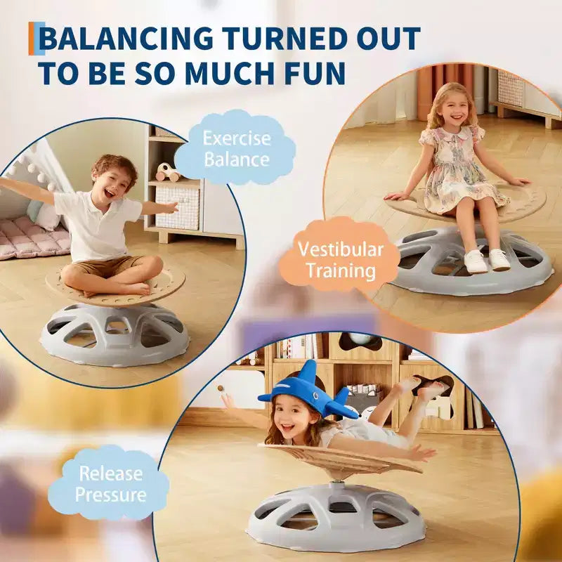 COZONY Kids Sensory Swivel Chair, Spinning Chair with Safety Handle & Non-Slip Base, Balance Training Chair for Body Coordination & Focus