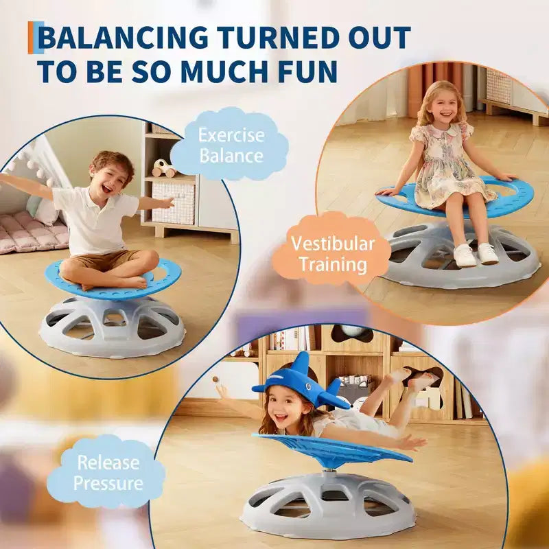 COZONY Kids Sensory Swivel Chair, Spinning Chair with Safety Handle & Non-Slip Base, Balance Training Chair for Body Coordination & Focus