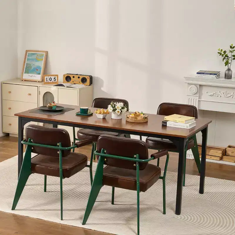 VEVOR Rectangle Dining Table, 71 inch Length Large Wood Tables for 6-8 Person, Farmhouse Dinner Furniture, with Iron Legs,(Only Table) Brown