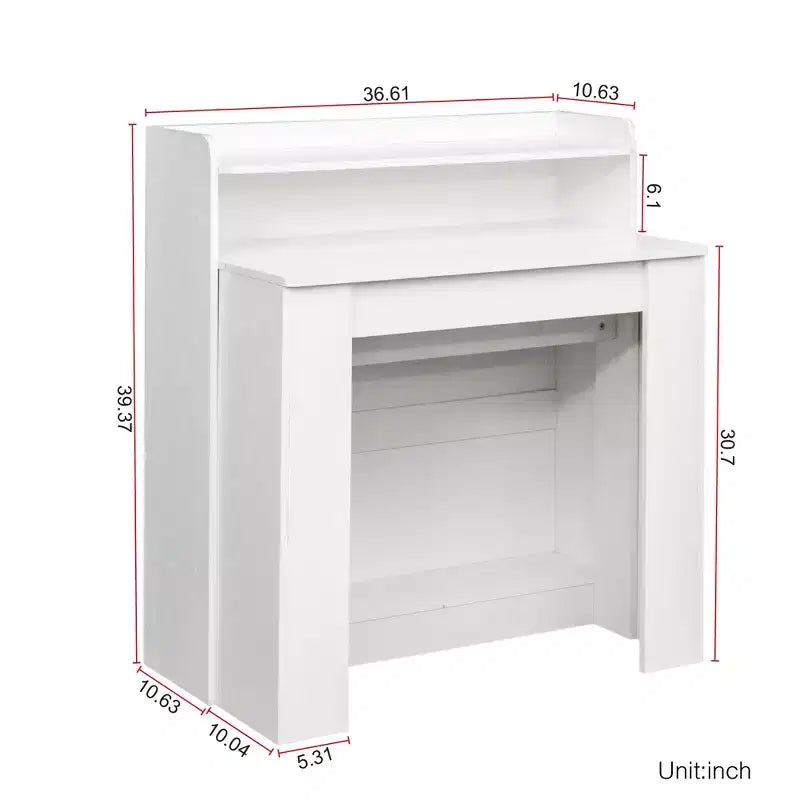 JVNOXK 95.43 inTable à Manger Multifonctionnelle Moderne, Extensible et Pliable avec Rangement, Adaptée au Salon ou à la Salle à Manger, Blanc