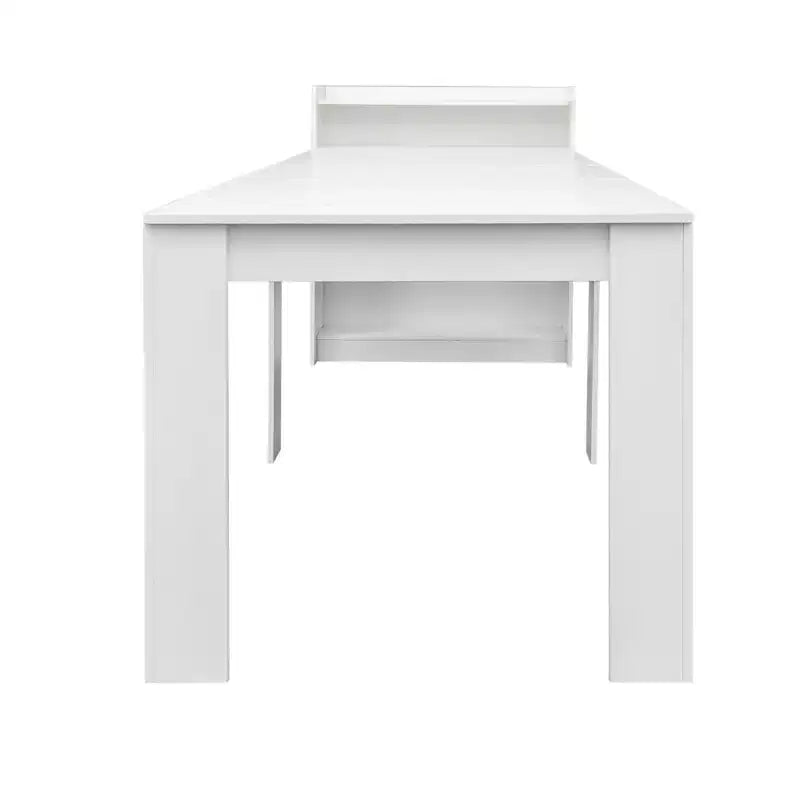 JVNOXK 95.43 inTable à Manger Multifonctionnelle Moderne, Extensible et Pliable avec Rangement, Adaptée au Salon ou à la Salle à Manger, Blanc