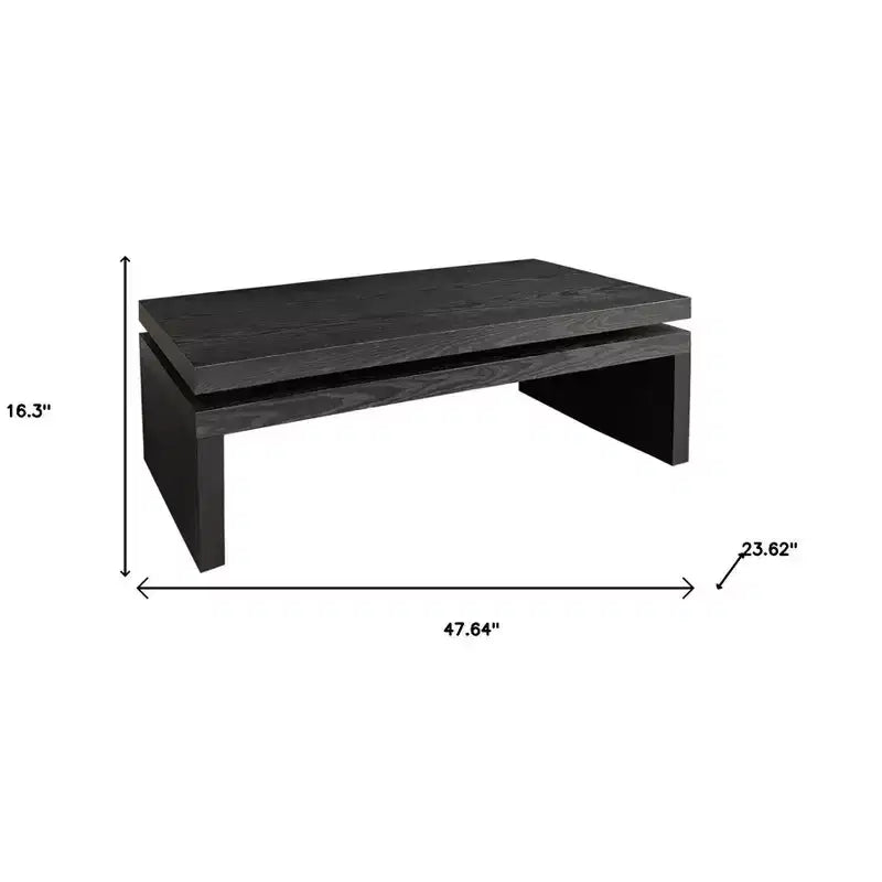 HomeRoots 48 Black Wood Floating Frame Coffee Table