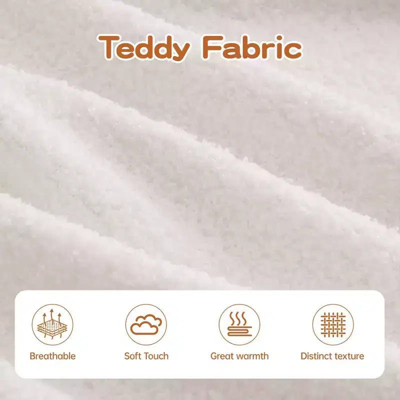 106 Teddy Fabric No Assembly 32D High Density sponge Boneless Sofa, Fluffy Comfy Couch with L-Shaped Chaise for Living Room