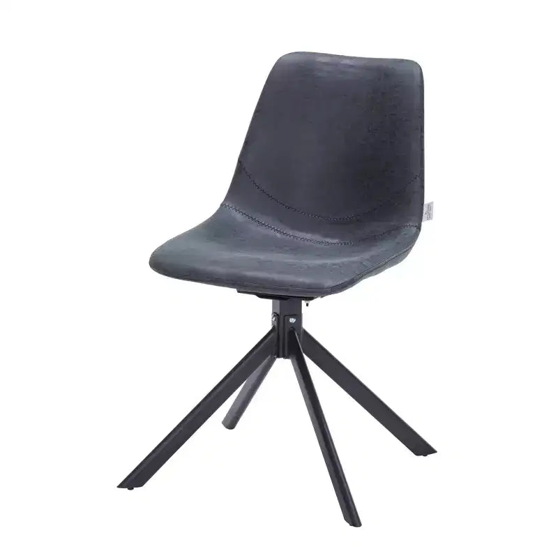 LeisureMod Markley Swivel Leather Dining Side Chair with Durable Iron Legs  Comfortable Accent Chair for Kitchen, Dining Room, or Office Set of 4