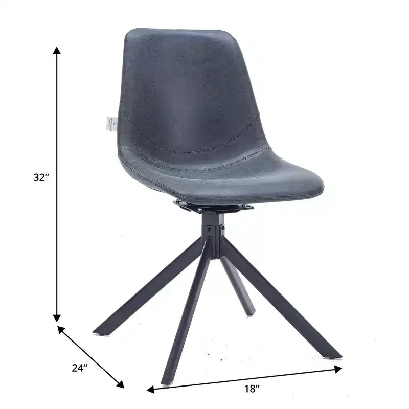 LeisureMod Markley Swivel Leather Dining Side Chair with Durable Iron Legs  Comfortable Accent Chair for Kitchen, Dining Room, or Office Set of 4