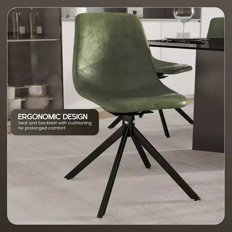 LeisureMod Markley Swivel Leather Dining Side Chair with Durable Iron Legs  Comfortable Accent Chair for Kitchen, Dining Room, or Office Set of 4