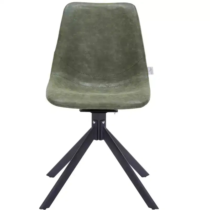 LeisureMod Markley Swivel Leather Dining Side Chair with Durable Iron Legs  Comfortable Accent Chair for Kitchen, Dining Room, or Office Set of 4