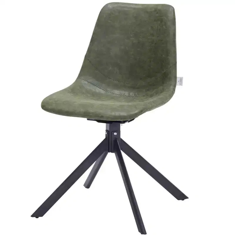 LeisureMod Markley Swivel Leather Dining Side Chair with Durable Iron Legs  Comfortable Accent Chair for Kitchen, Dining Room, or Office Set of 4