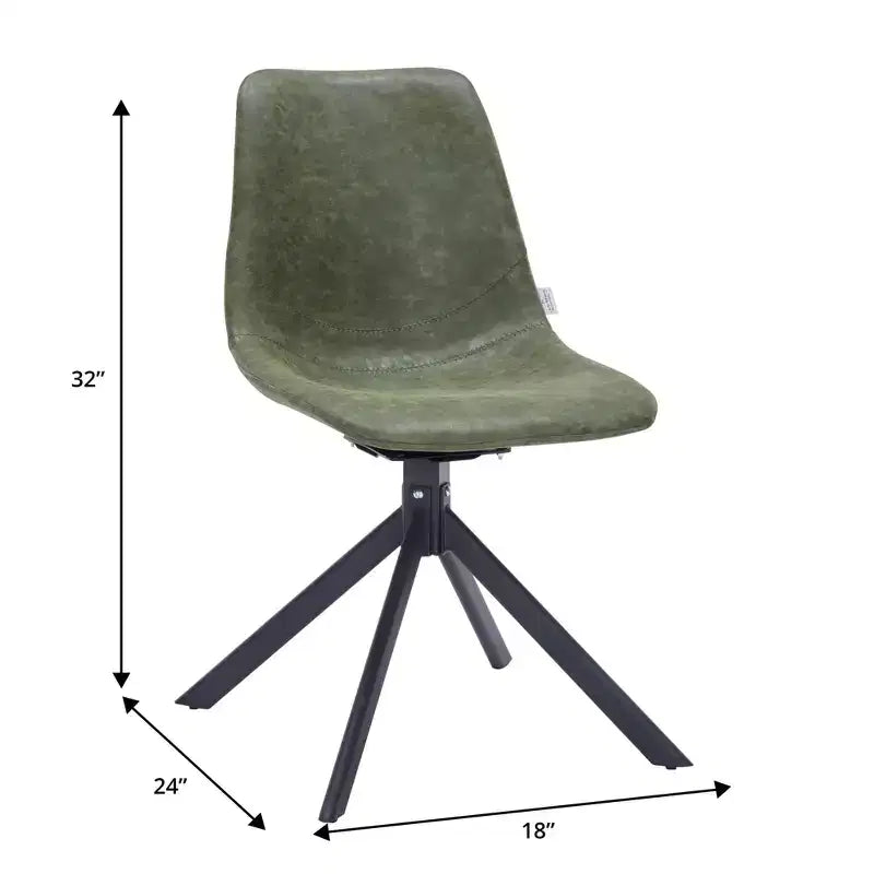 LeisureMod Markley Swivel Leather Dining Side Chair with Durable Iron Legs  Comfortable Accent Chair for Kitchen, Dining Room, or Office Set of 4