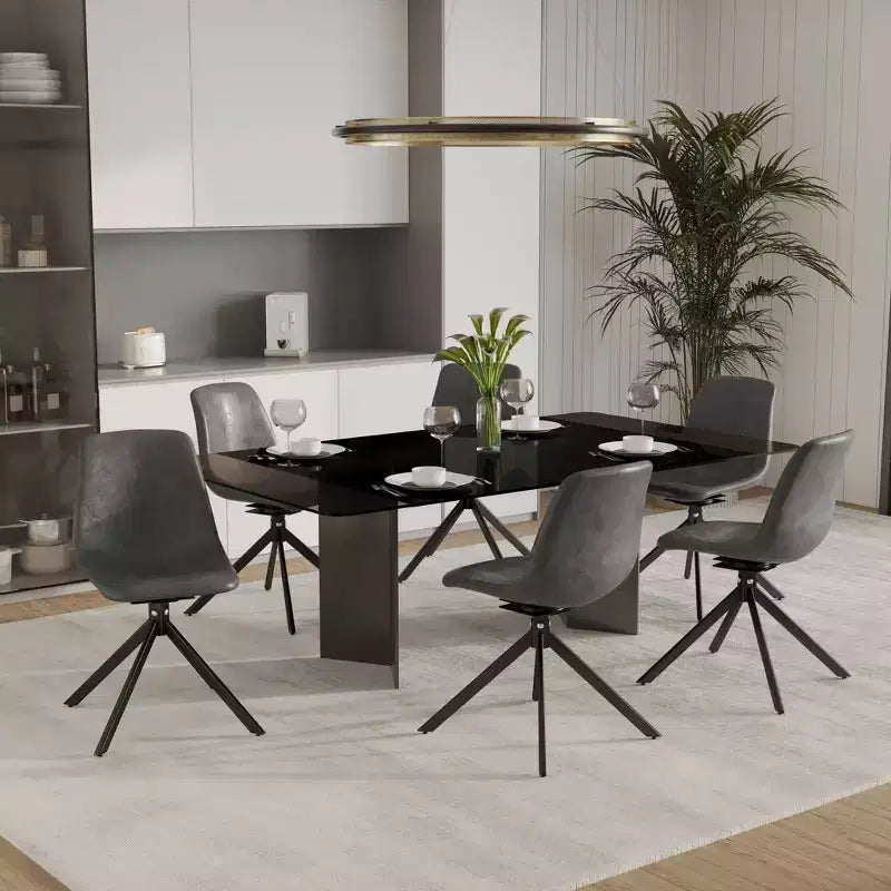 LeisureMod Markley Swivel Leather Dining Side Chair with Durable Iron Legs  Comfortable Accent Chair for Kitchen, Dining Room, or Office Set of 4