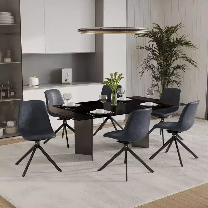 LeisureMod Markley Swivel Leather Dining Side Chair with Durable Iron Legs  Comfortable Accent Chair for Kitchen, Dining Room, or Office Set of 4