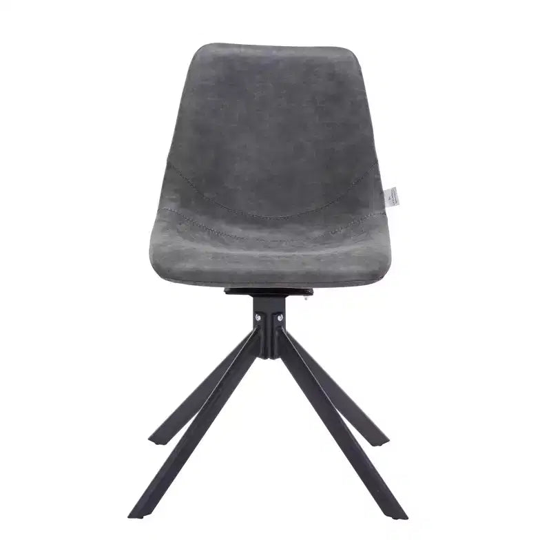LeisureMod Markley Swivel Leather Dining Side Chair with Durable Iron Legs  Comfortable Accent Chair for Kitchen, Dining Room, or Office Set of 4