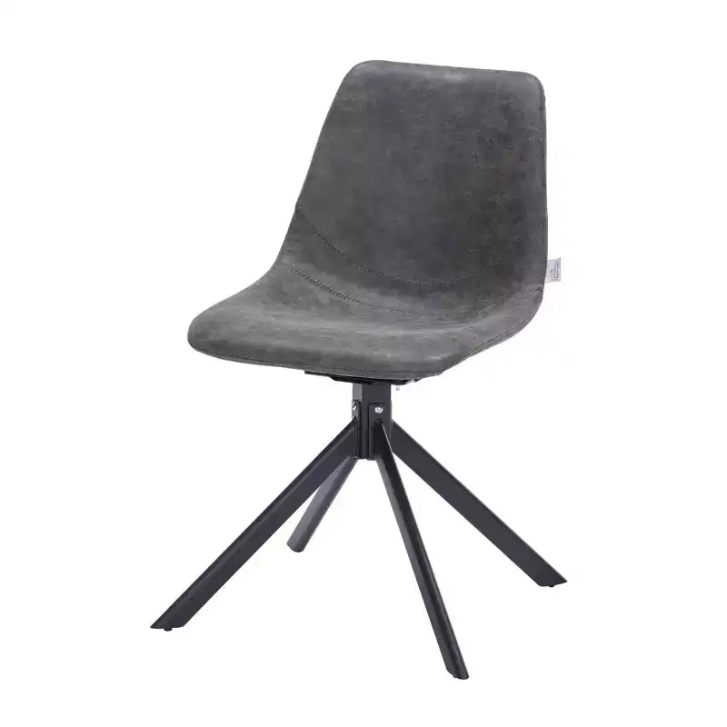 LeisureMod Markley Swivel Leather Dining Side Chair with Durable Iron Legs  Comfortable Accent Chair for Kitchen, Dining Room, or Office Set of 4