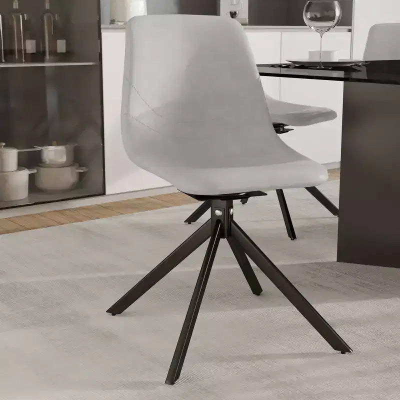 LeisureMod Markley Swivel Leather Dining Side Chair with Durable Iron Legs  Comfortable Accent Chair for Kitchen, Dining Room, or Office Set of 4