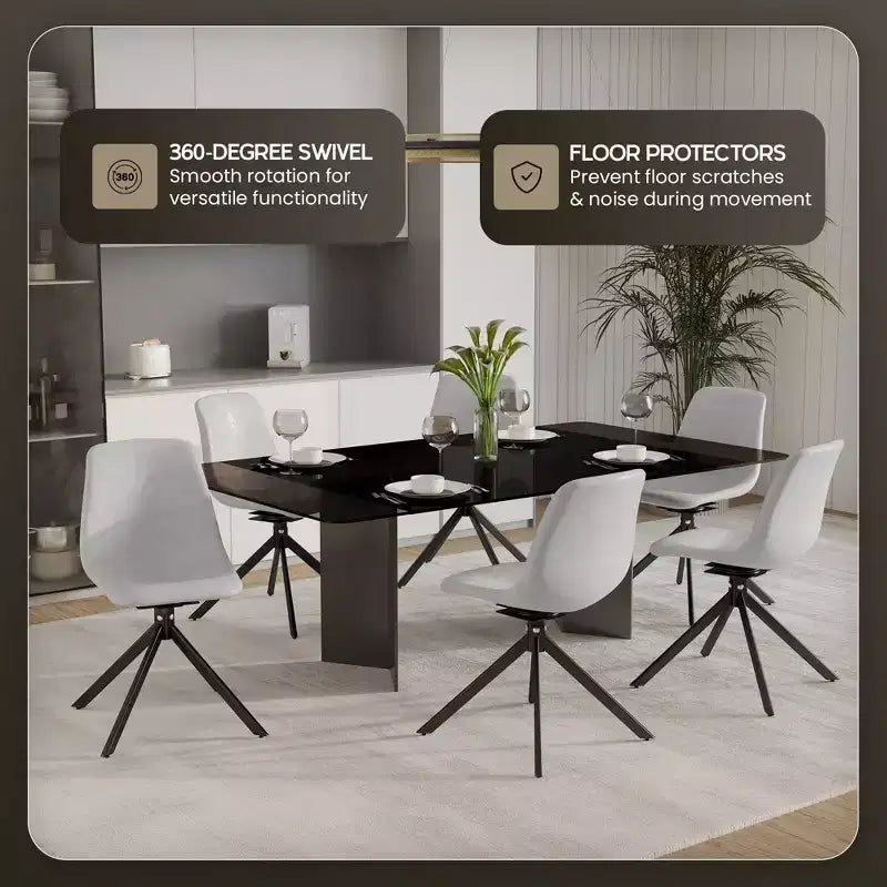 LeisureMod Markley Swivel Leather Dining Side Chair with Durable Iron Legs  Comfortable Accent Chair for Kitchen, Dining Room, or Office Set of 4