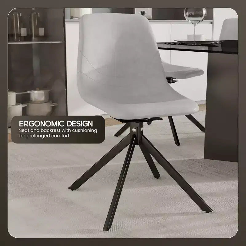 LeisureMod Markley Swivel Leather Dining Side Chair with Durable Iron Legs  Comfortable Accent Chair for Kitchen, Dining Room, or Office Set of 4