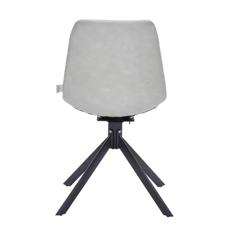 LeisureMod Markley Swivel Leather Dining Side Chair with Durable Iron Legs  Comfortable Accent Chair for Kitchen, Dining Room, or Office Set of 4