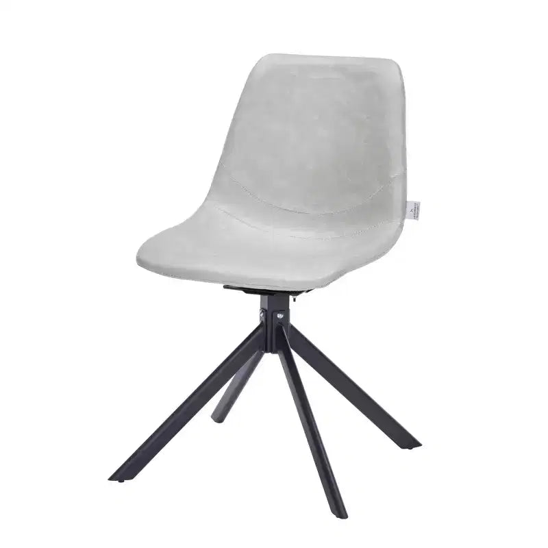 LeisureMod Markley Swivel Leather Dining Side Chair with Durable Iron Legs  Comfortable Accent Chair for Kitchen, Dining Room, or Office Set of 4