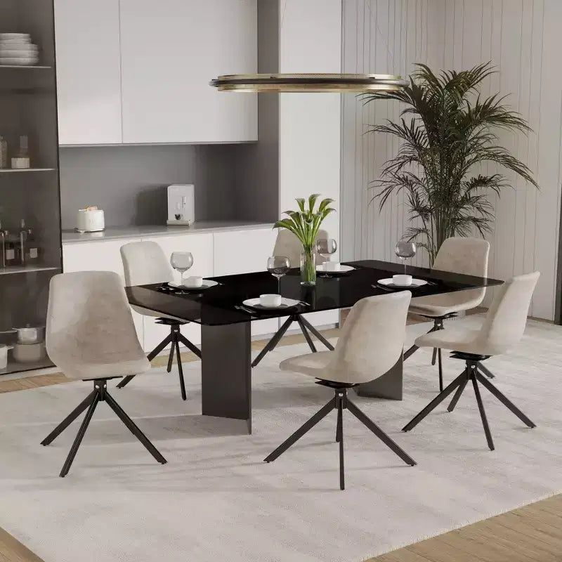 LeisureMod Markley Swivel Leather Dining Side Chair with Durable Iron Legs  Comfortable Accent Chair for Kitchen, Dining Room, or Office Set of 4