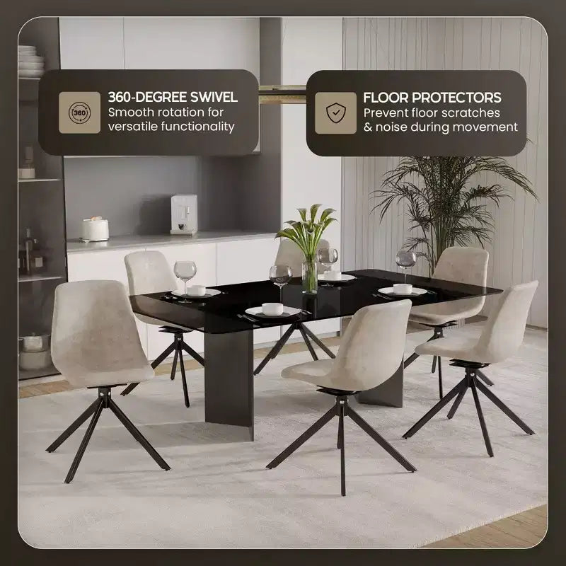 LeisureMod Markley Swivel Leather Dining Side Chair with Durable Iron Legs  Comfortable Accent Chair for Kitchen, Dining Room, or Office Set of 4