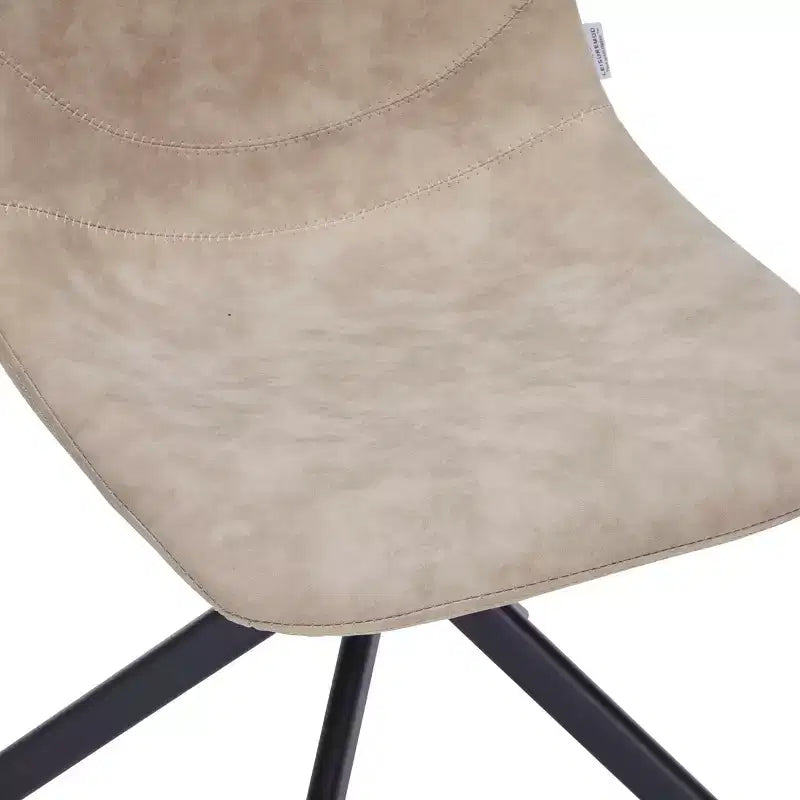 LeisureMod Markley Swivel Leather Dining Side Chair with Durable Iron Legs  Comfortable Accent Chair for Kitchen, Dining Room, or Office Set of 4