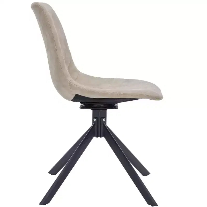 LeisureMod Markley Swivel Leather Dining Side Chair with Durable Iron Legs  Comfortable Accent Chair for Kitchen, Dining Room, or Office Set of 4