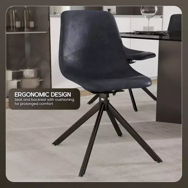 LeisureMod Markley Swivel Leather Dining Side Chair with Durable Iron Legs  Comfortable Accent Chair for Kitchen, Dining Room, or Office Set of 4
