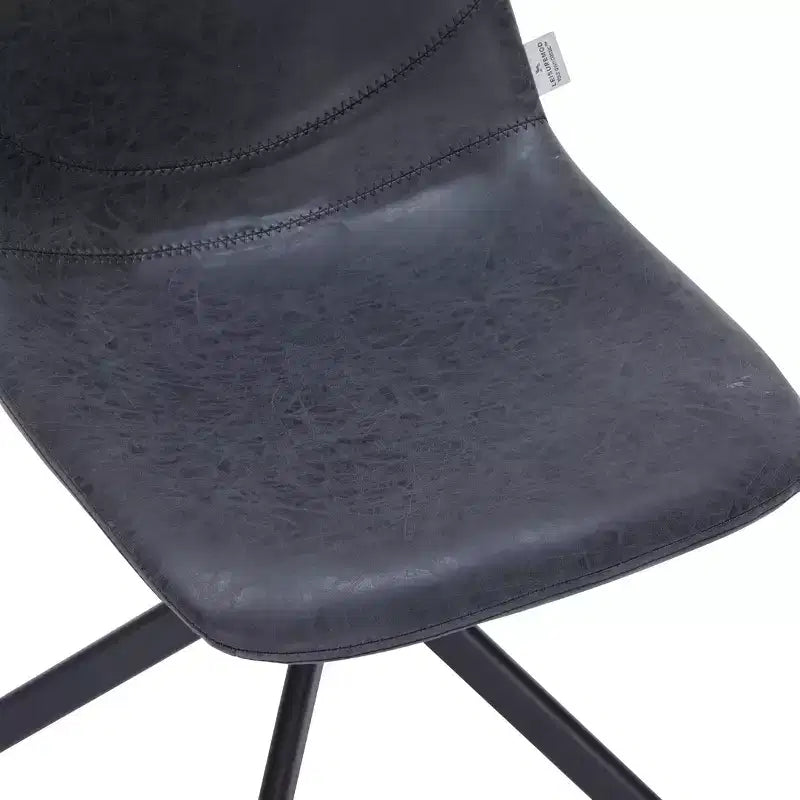 LeisureMod Markley Swivel Leather Dining Side Chair with Durable Iron Legs  Comfortable Accent Chair for Kitchen, Dining Room, or Office Set of 4