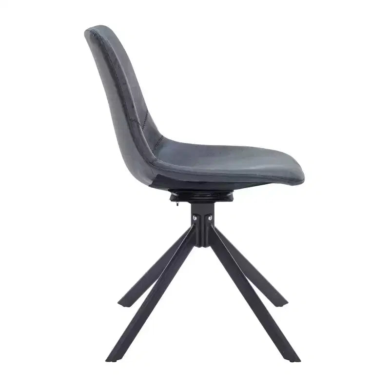 LeisureMod Markley Swivel Leather Dining Side Chair with Durable Iron Legs  Comfortable Accent Chair for Kitchen, Dining Room, or Office Set of 4