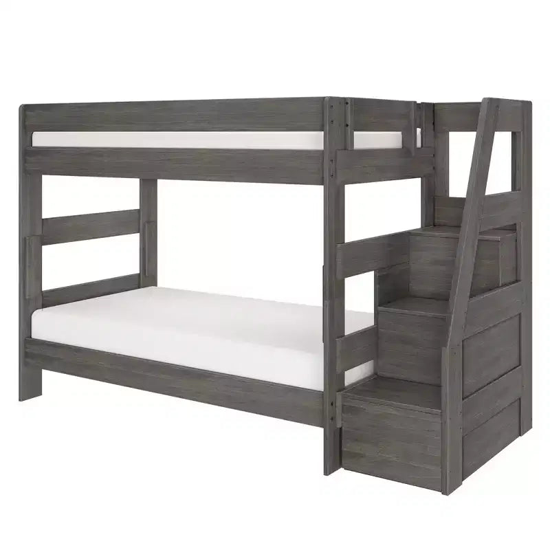 Modern Farmhouse Twin Over Twin Bunk Bed With Staircase