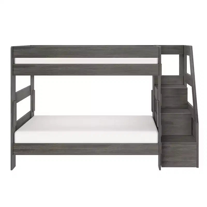 Modern Farmhouse Twin Over Twin Bunk Bed With Staircase