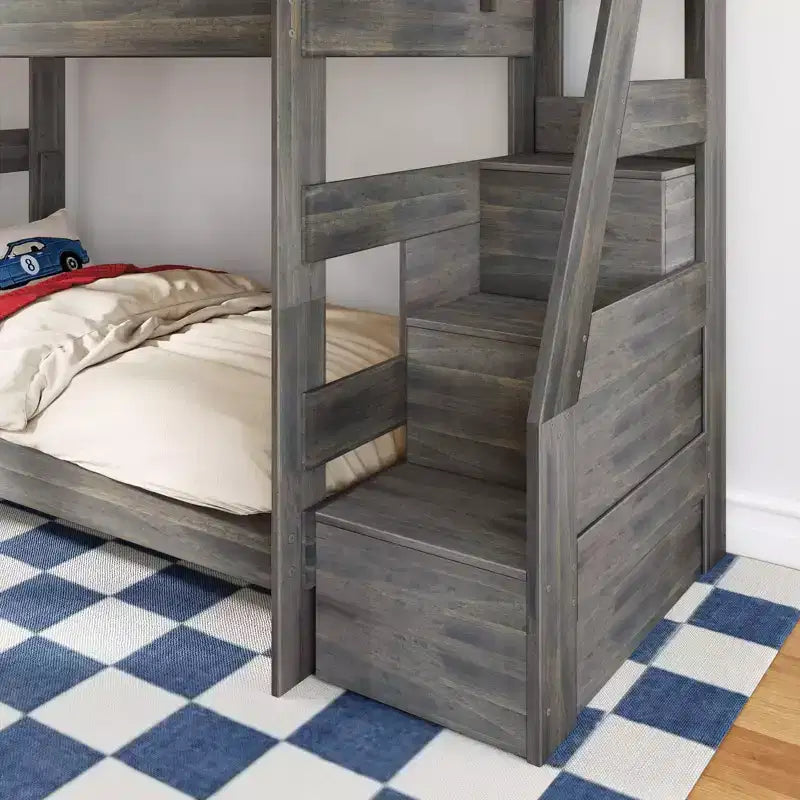 Modern Farmhouse Twin Over Twin Bunk Bed With Staircase