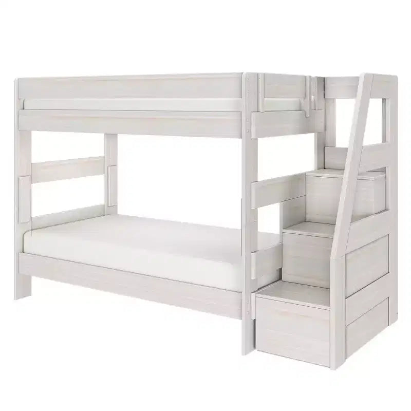 Modern Farmhouse Twin Over Twin Bunk Bed With Staircase