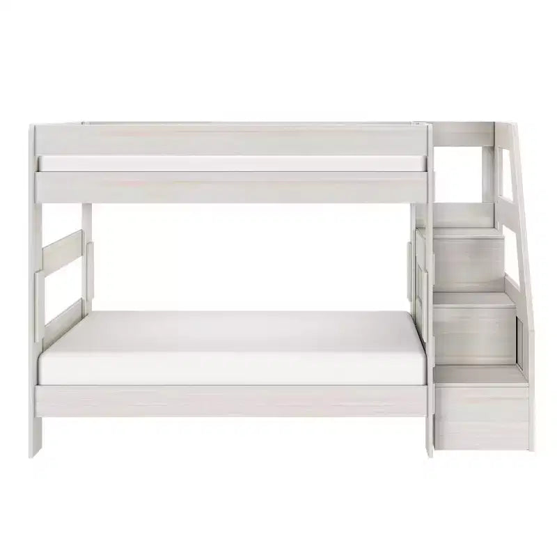 Modern Farmhouse Twin Over Twin Bunk Bed With Staircase