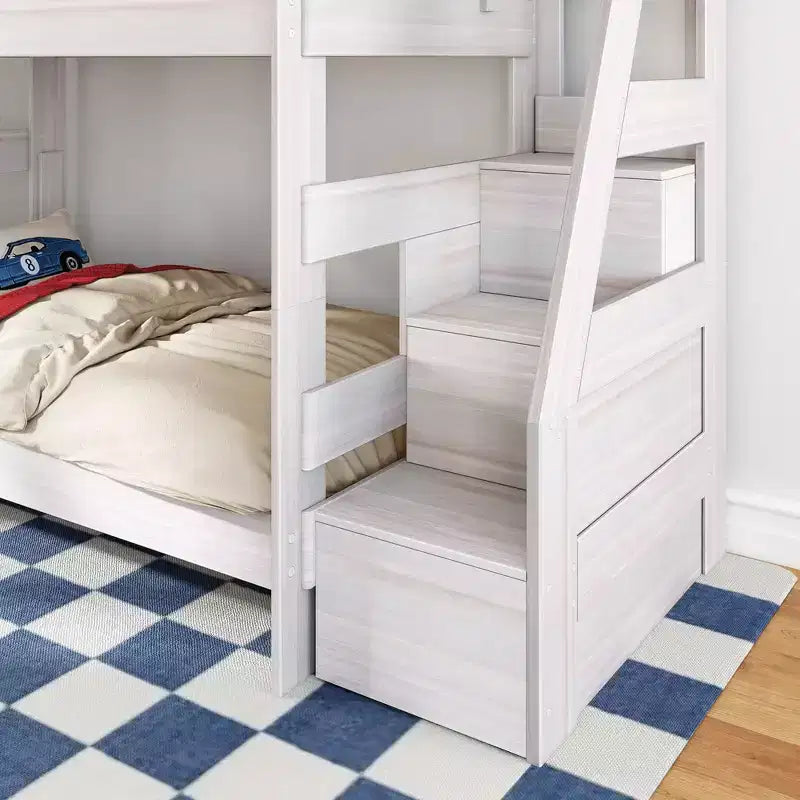 Modern Farmhouse Twin Over Twin Bunk Bed With Staircase