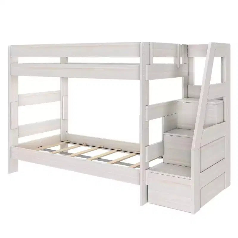 Modern Farmhouse Twin Over Twin Bunk Bed With Staircase