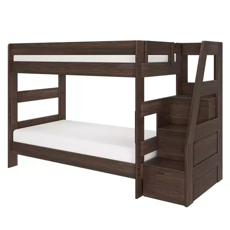 Modern Farmhouse Twin Over Twin Bunk Bed With Staircase
