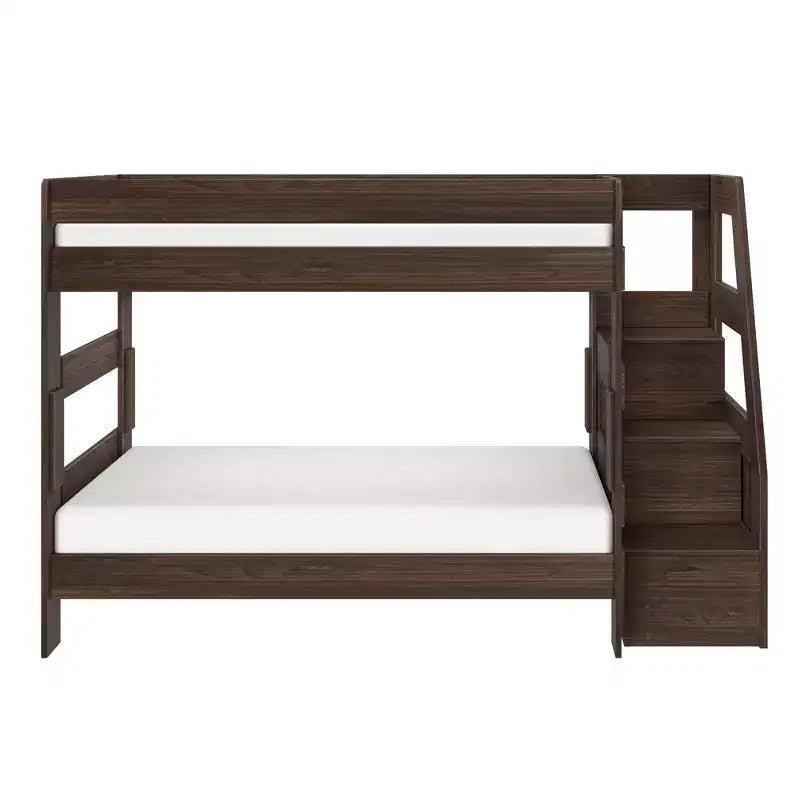 Modern Farmhouse Twin Over Twin Bunk Bed With Staircase