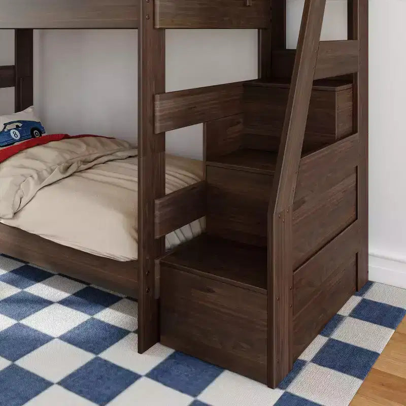 Modern Farmhouse Twin Over Twin Bunk Bed With Staircase
