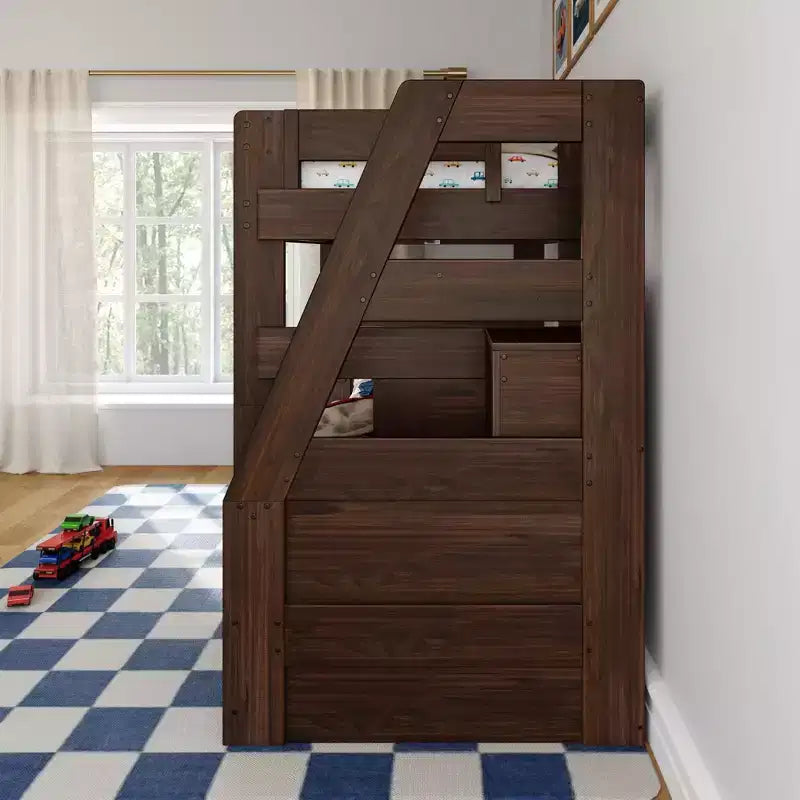 Modern Farmhouse Twin Over Twin Bunk Bed With Staircase