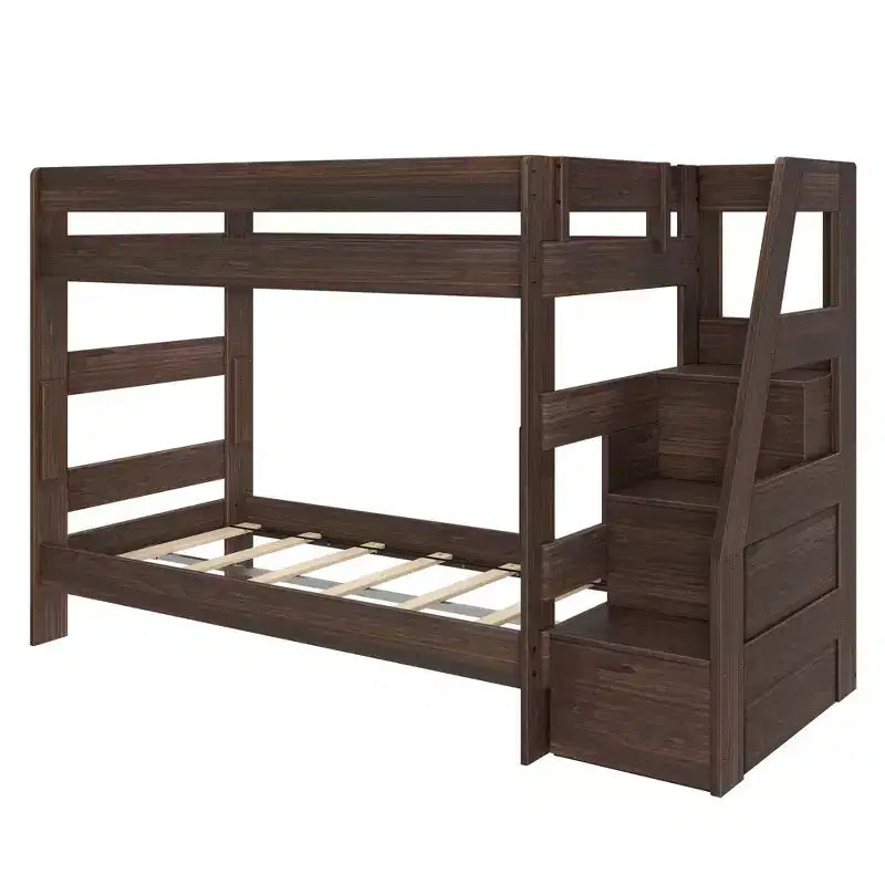 Modern Farmhouse Twin Over Twin Bunk Bed With Staircase