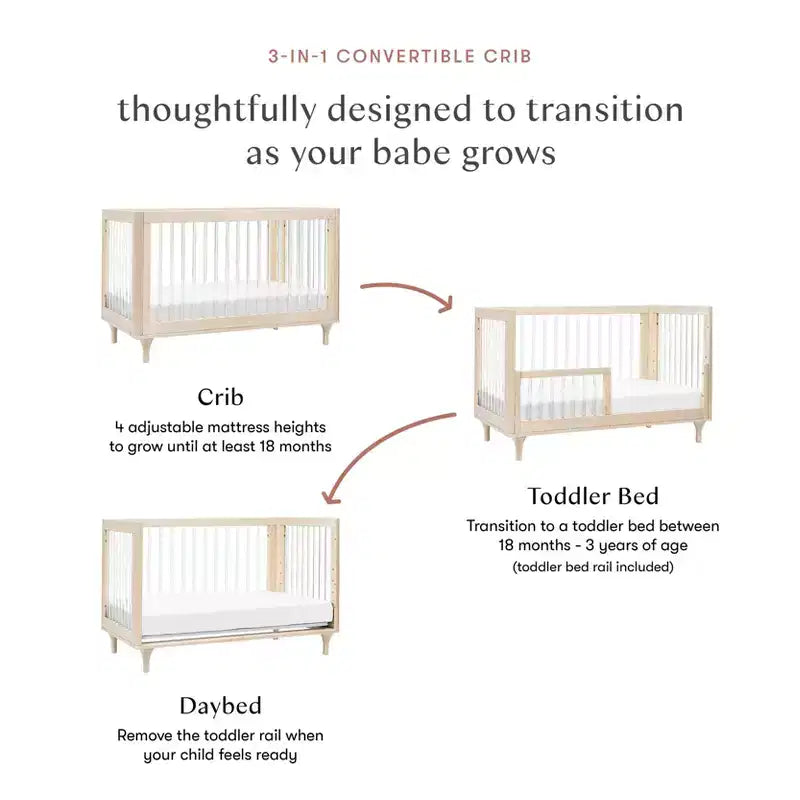 Babyletto Lolly 3-in-1 Convertible Crib with Toddler Bed Conversion Kit