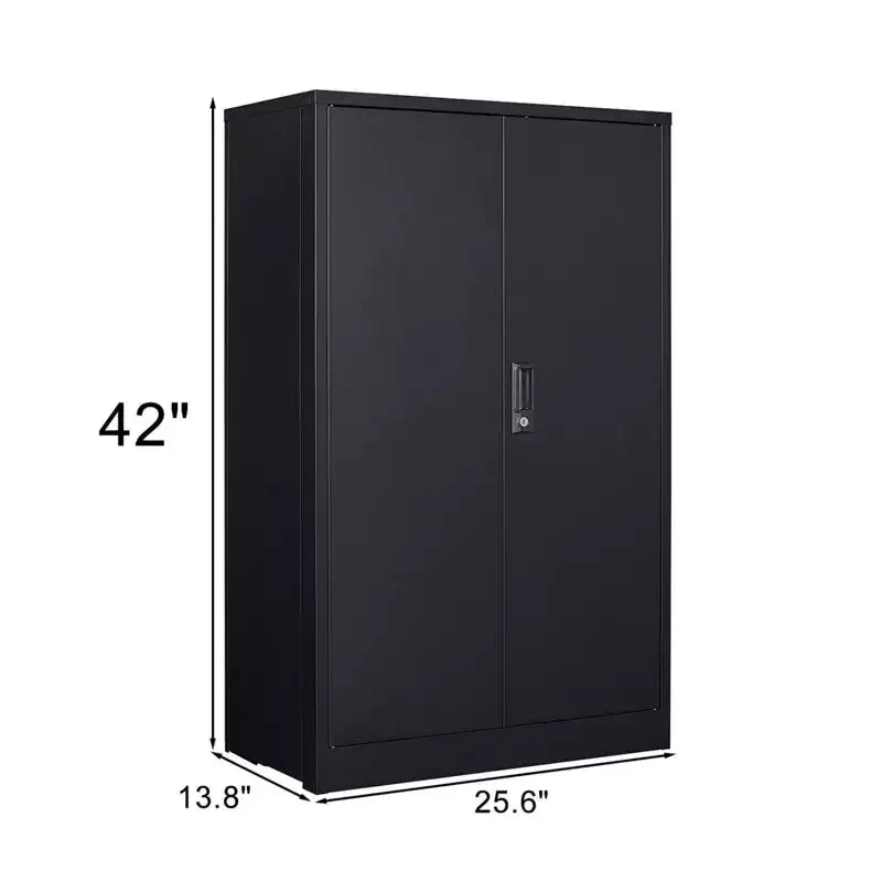Metal Locking Doors 2 Adjustable Shelf Lockable Folding Filing Storage Cabinet for Home Office School Garage White