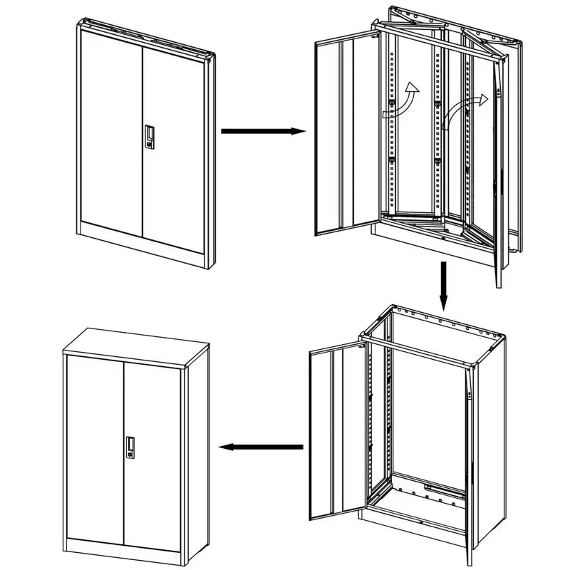 Metal Locking Doors 2 Adjustable Shelf Lockable Folding Filing Storage Cabinet for Home Office School Garage White