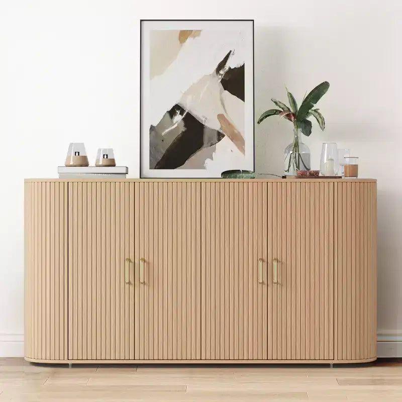 Bahut cannelé avec étagères réglables, buffet de rangement, pour salon ou cuisine